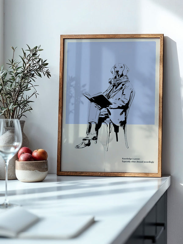 Hund liest Buch lässig Vintage