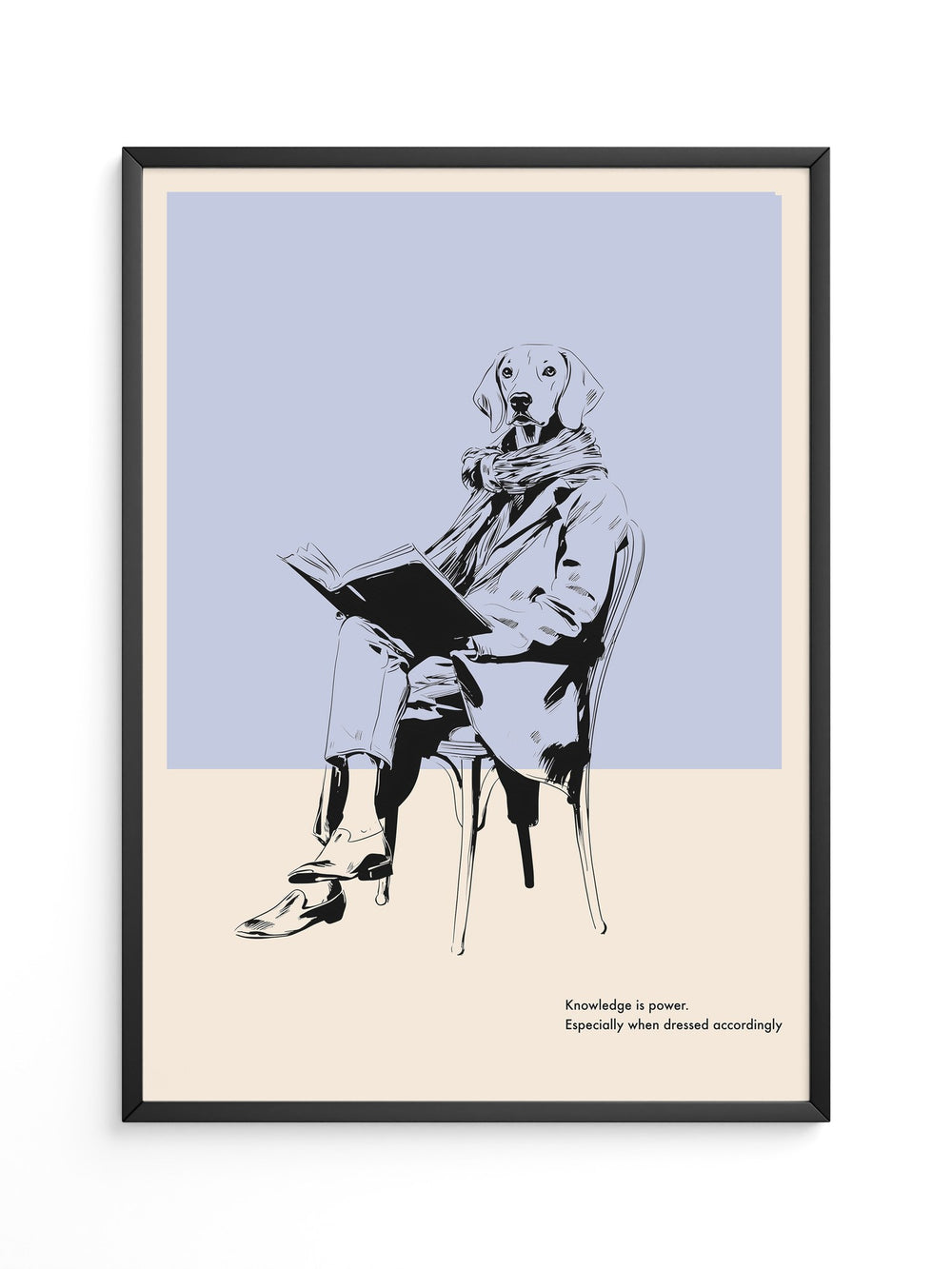 Hund liest Buch lässig Vintage