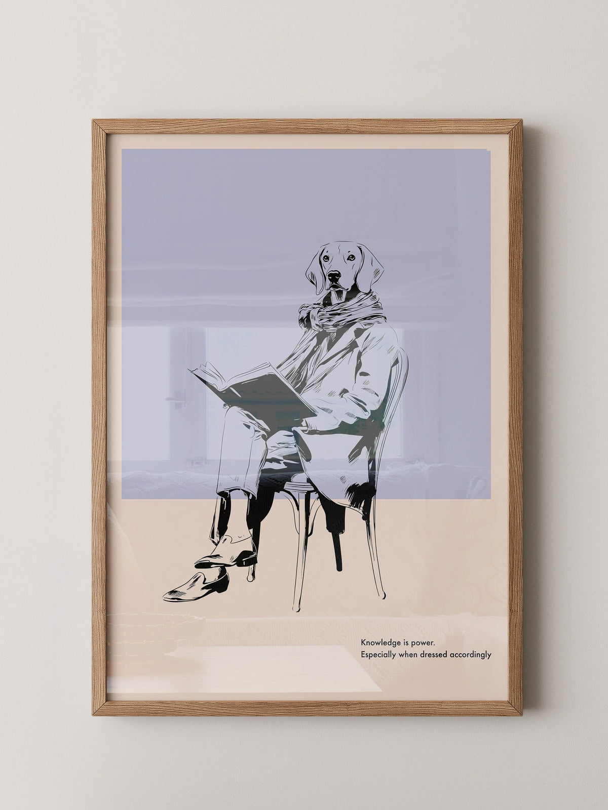 Hund liest Buch lässig Vintage