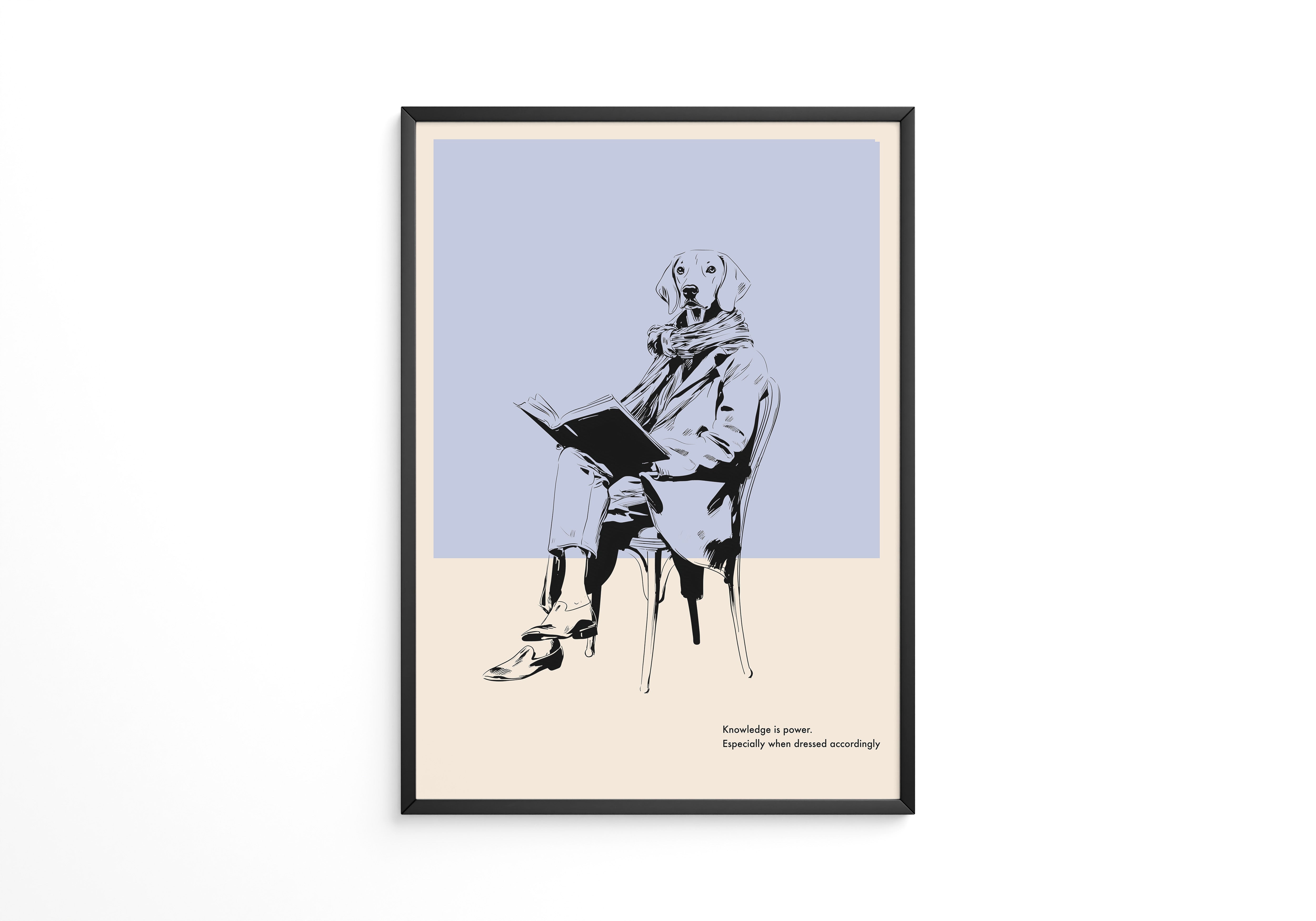 Hund liest Buch lässig Vintage