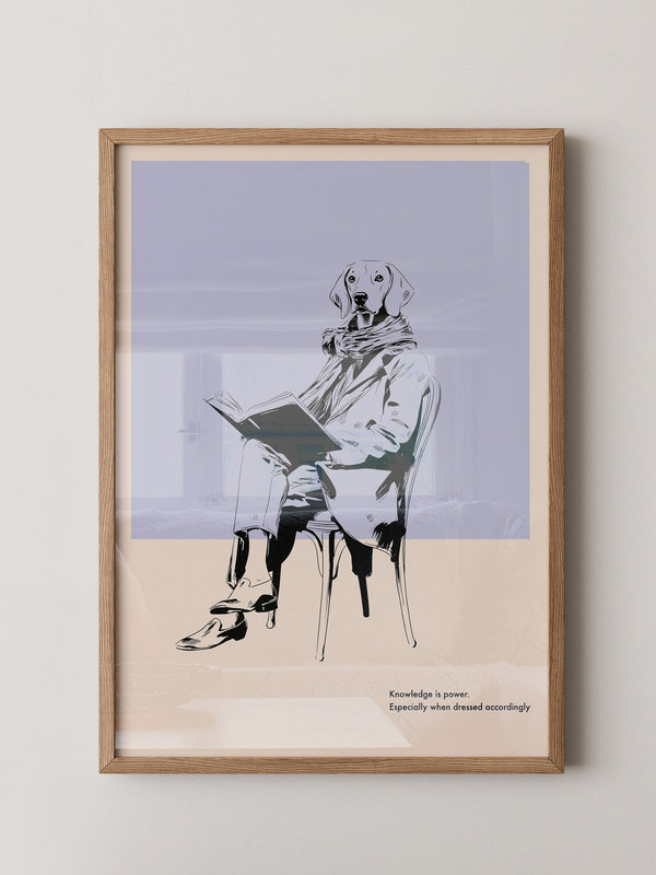 Hund liest Buch lässig Vintage