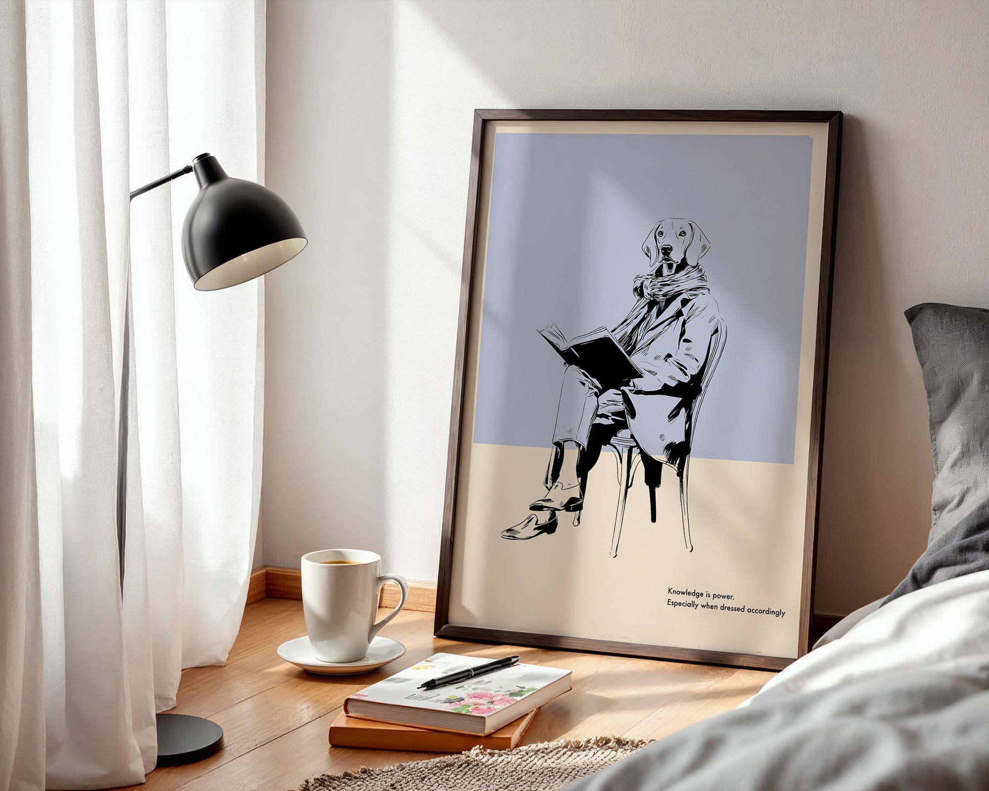 Hund liest Buch lässig Vintage