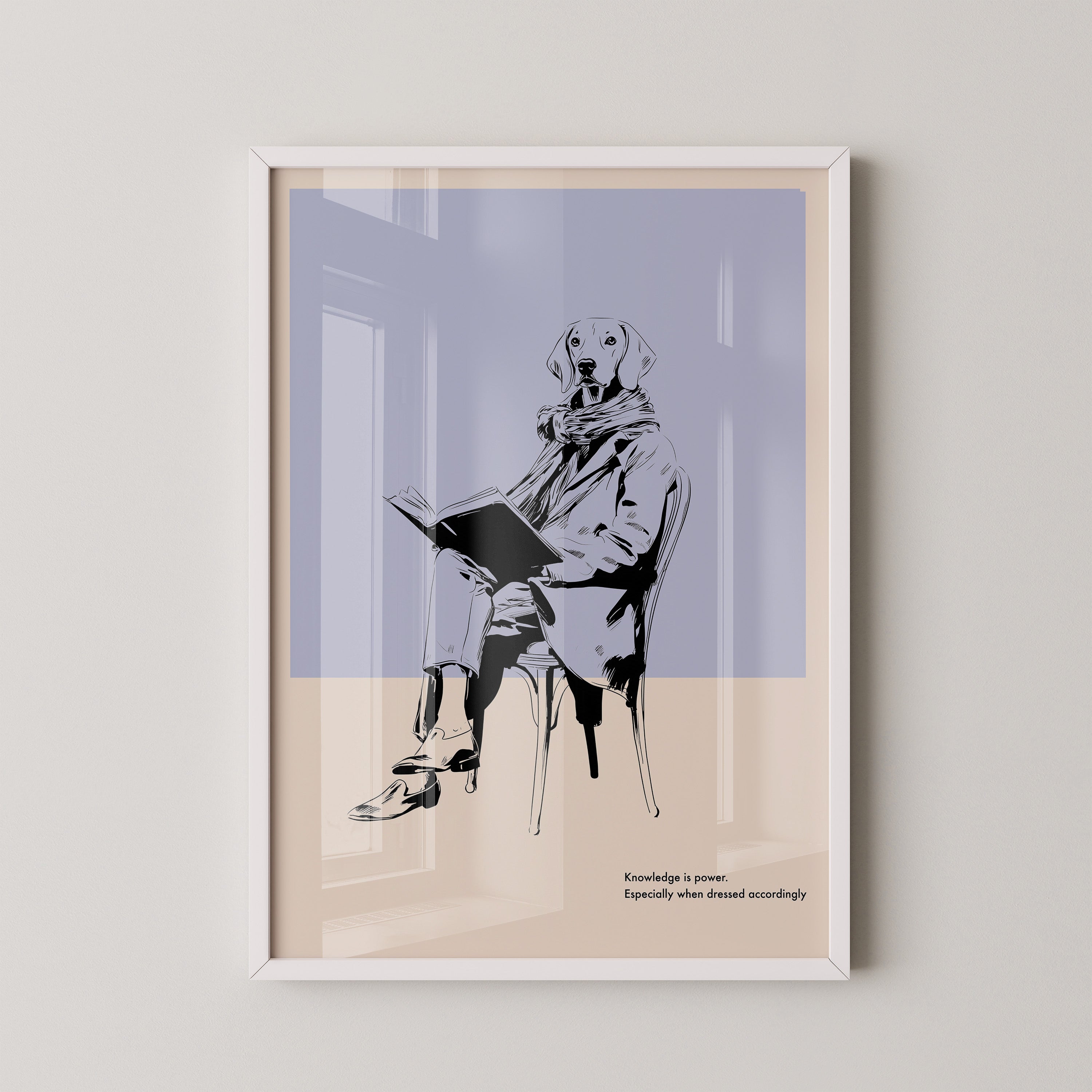 Hund liest Buch lässig Vintage