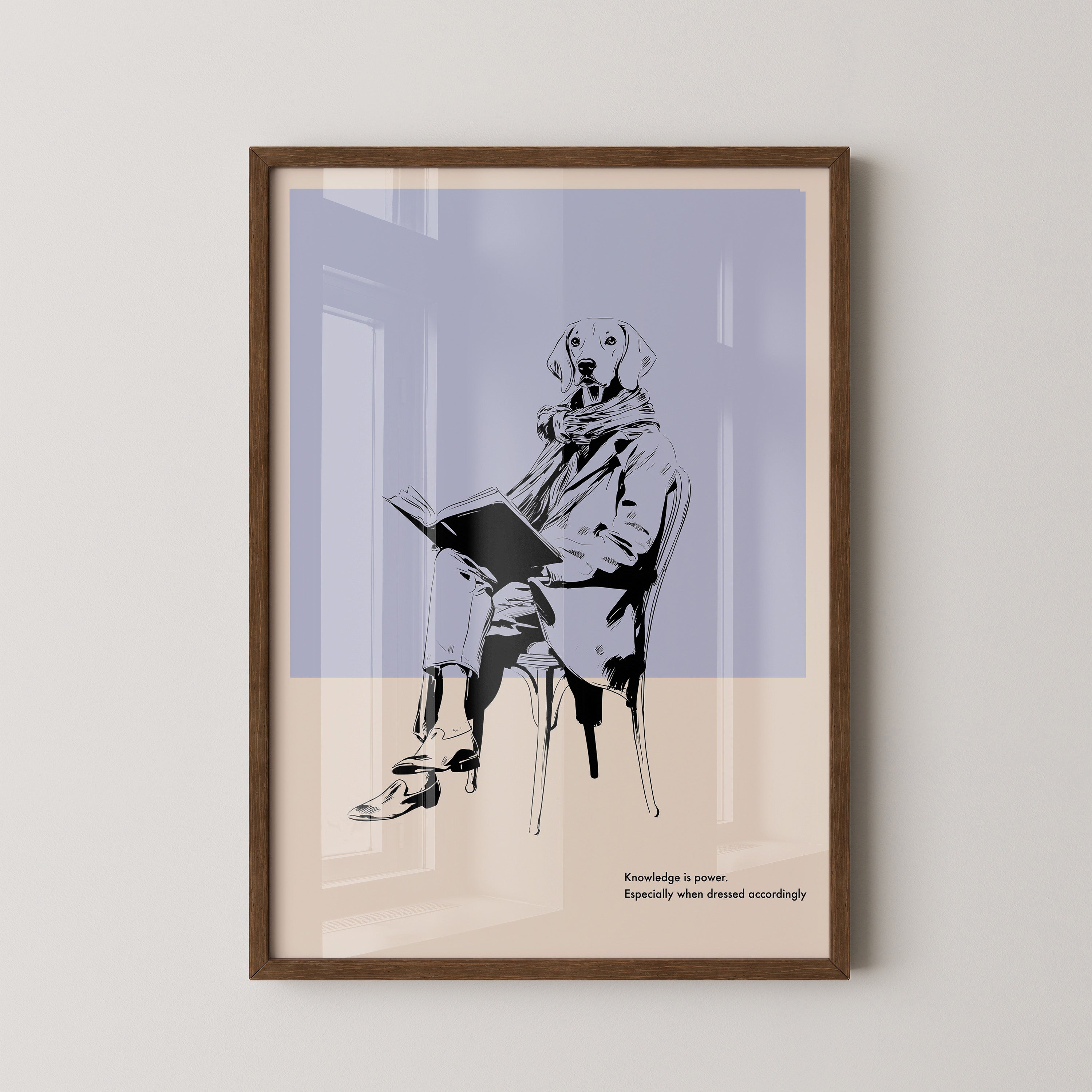 Hund liest Buch lässig Vintage