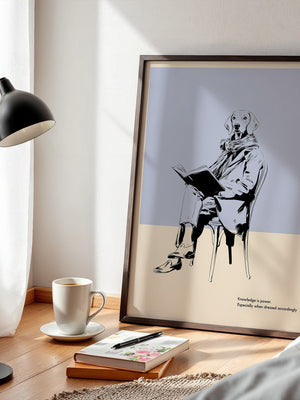 Hund liest Buch lässig Vintage