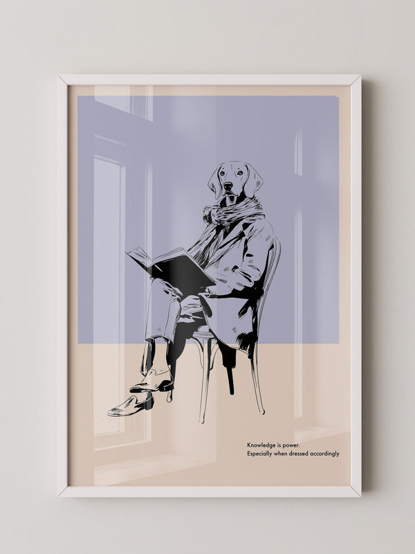 Hund liest Buch lässig Vintage