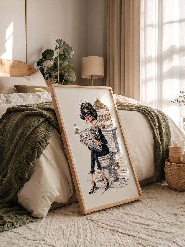 Chic Frau Toilette Karikatur