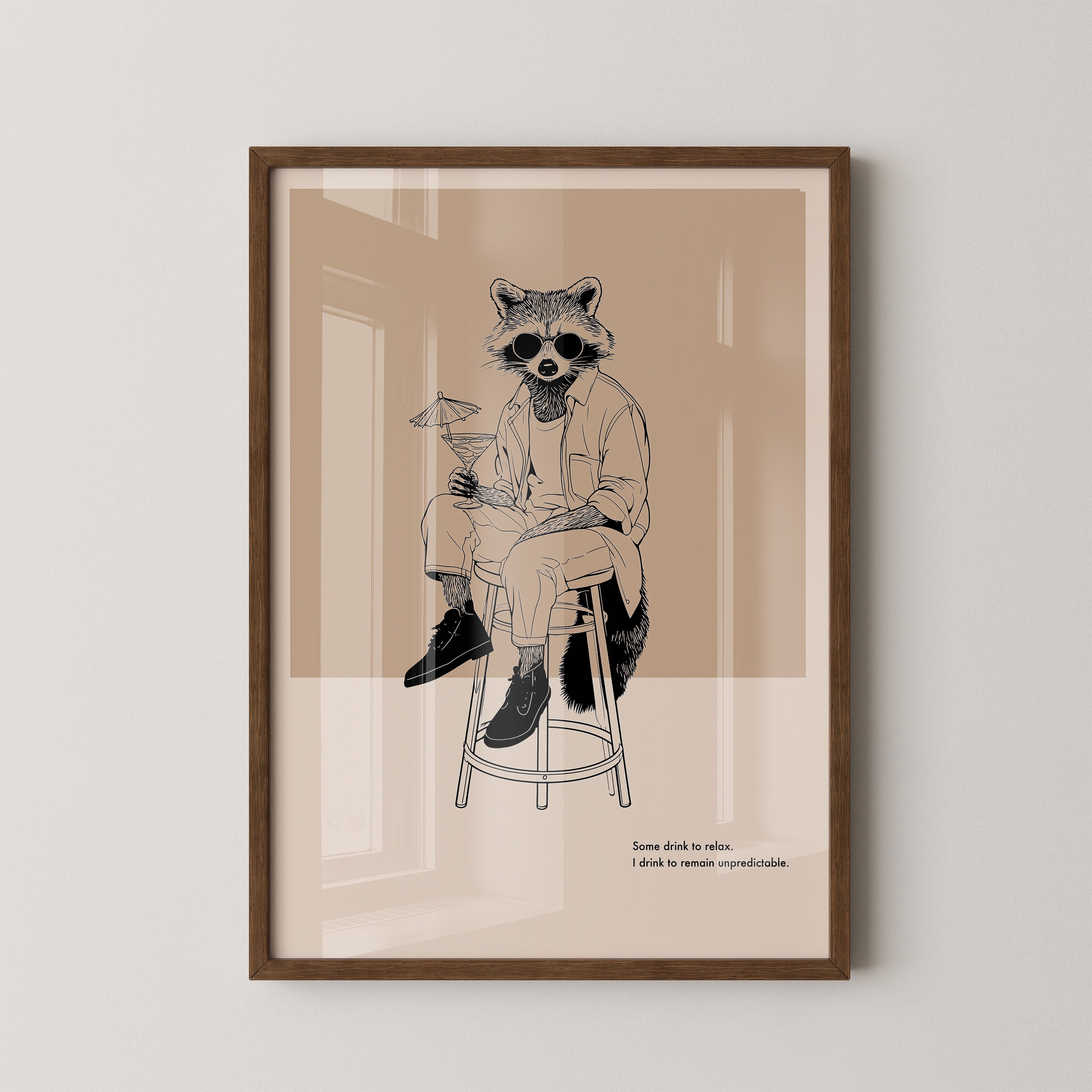 Waschbär stilvoll lässig