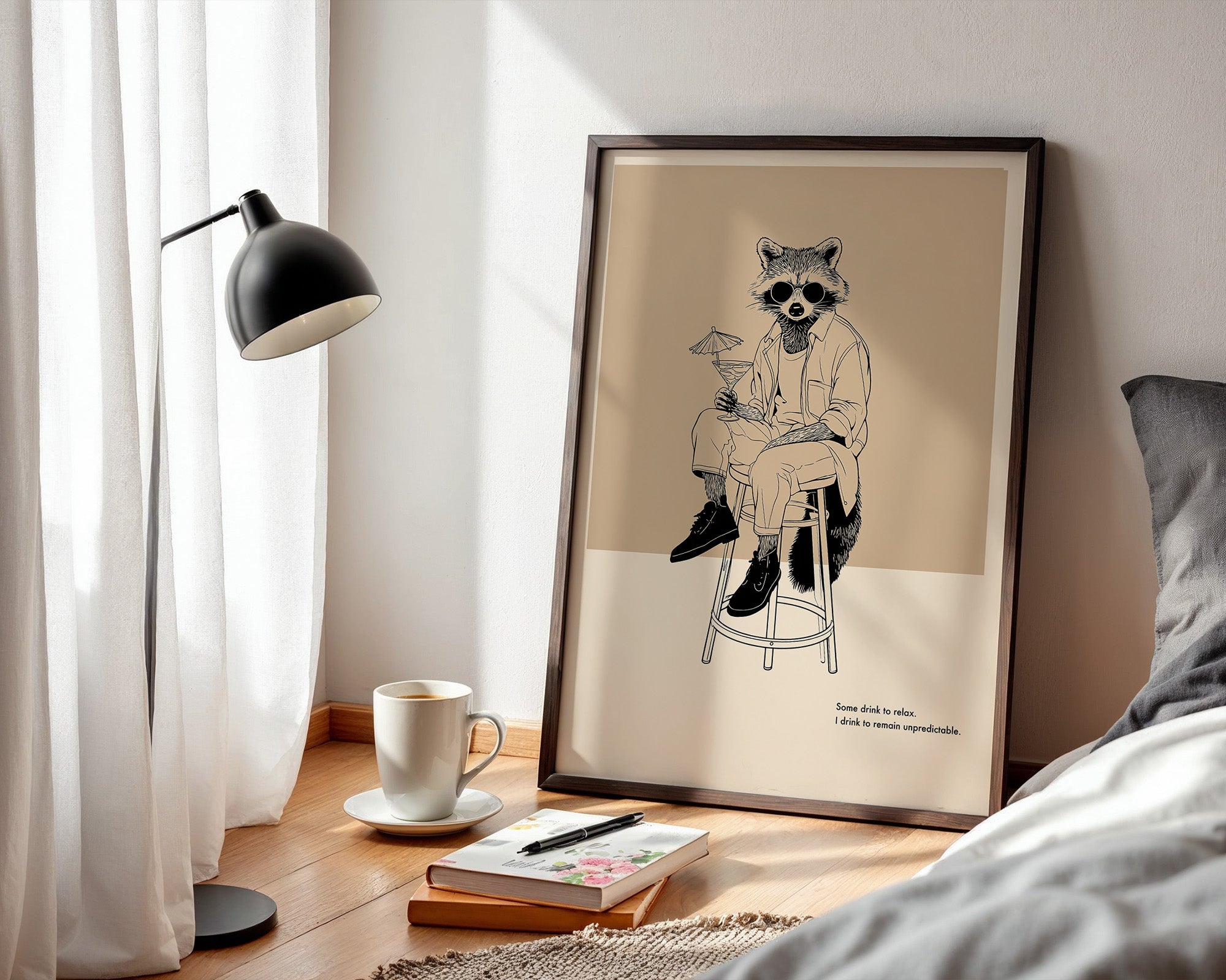 Waschbär stilvoll lässig