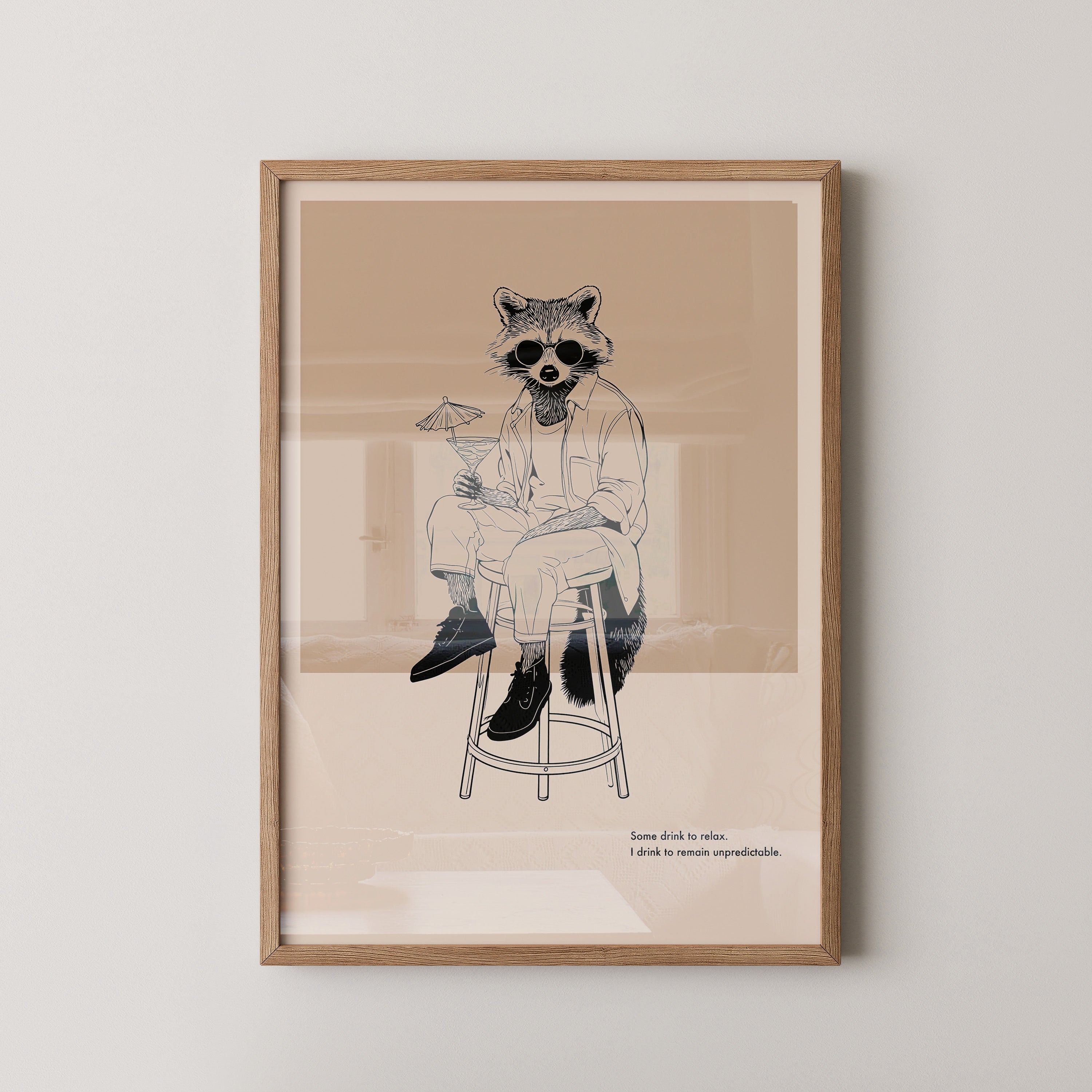 Waschbär stilvoll lässig