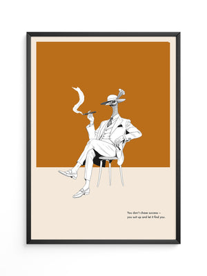 Eleganter Vogel im Anzug Grau