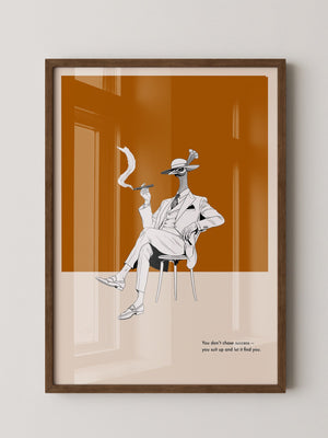 Eleganter Vogel im Anzug Grau