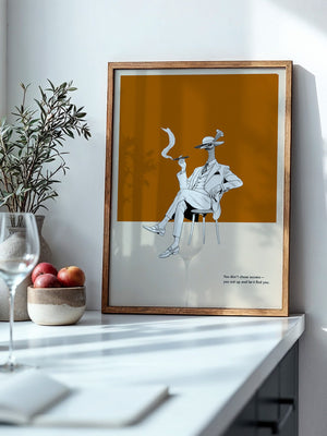 Eleganter Vogel im Anzug Grau