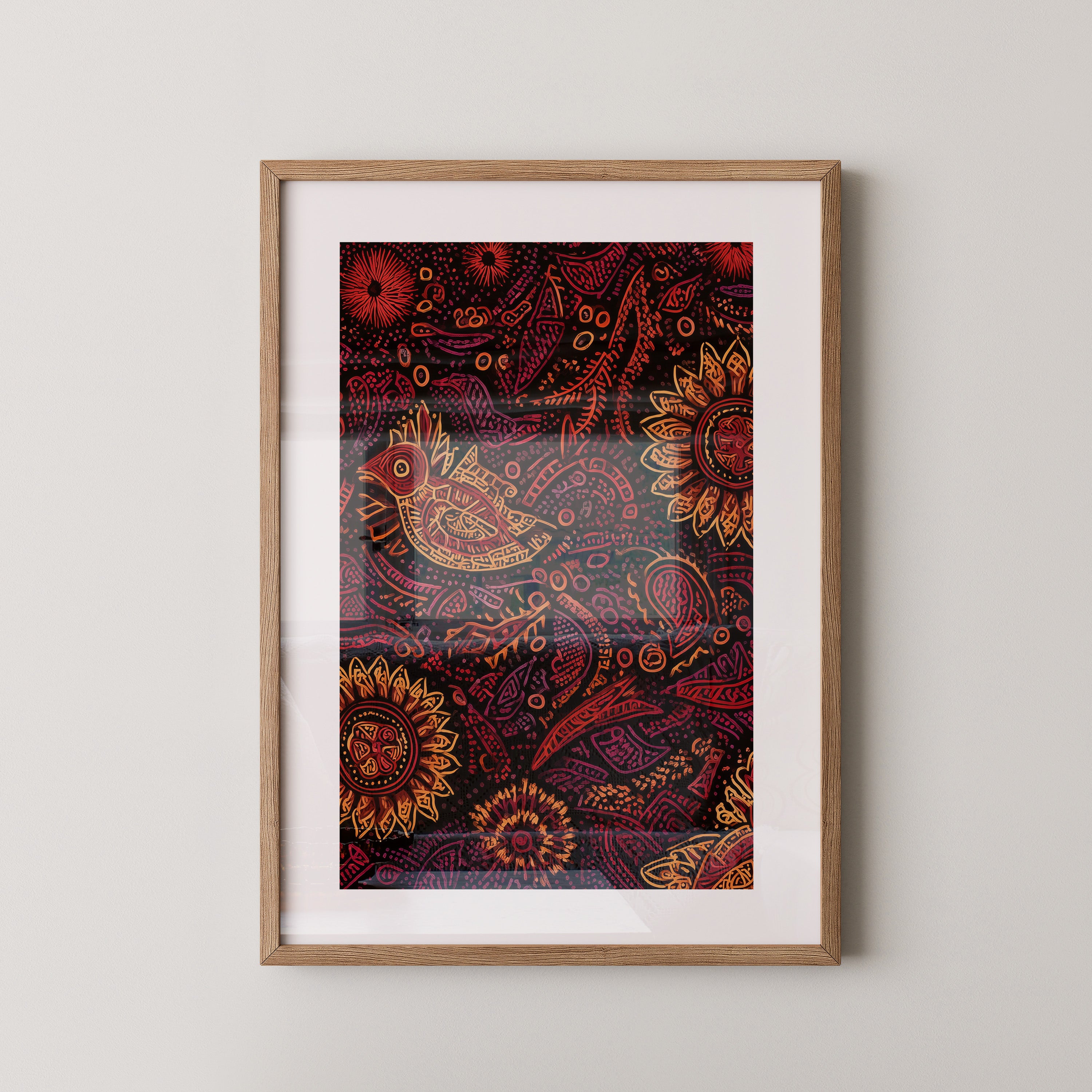 Abstrakte Blumen Vogelmuster Farbspiel