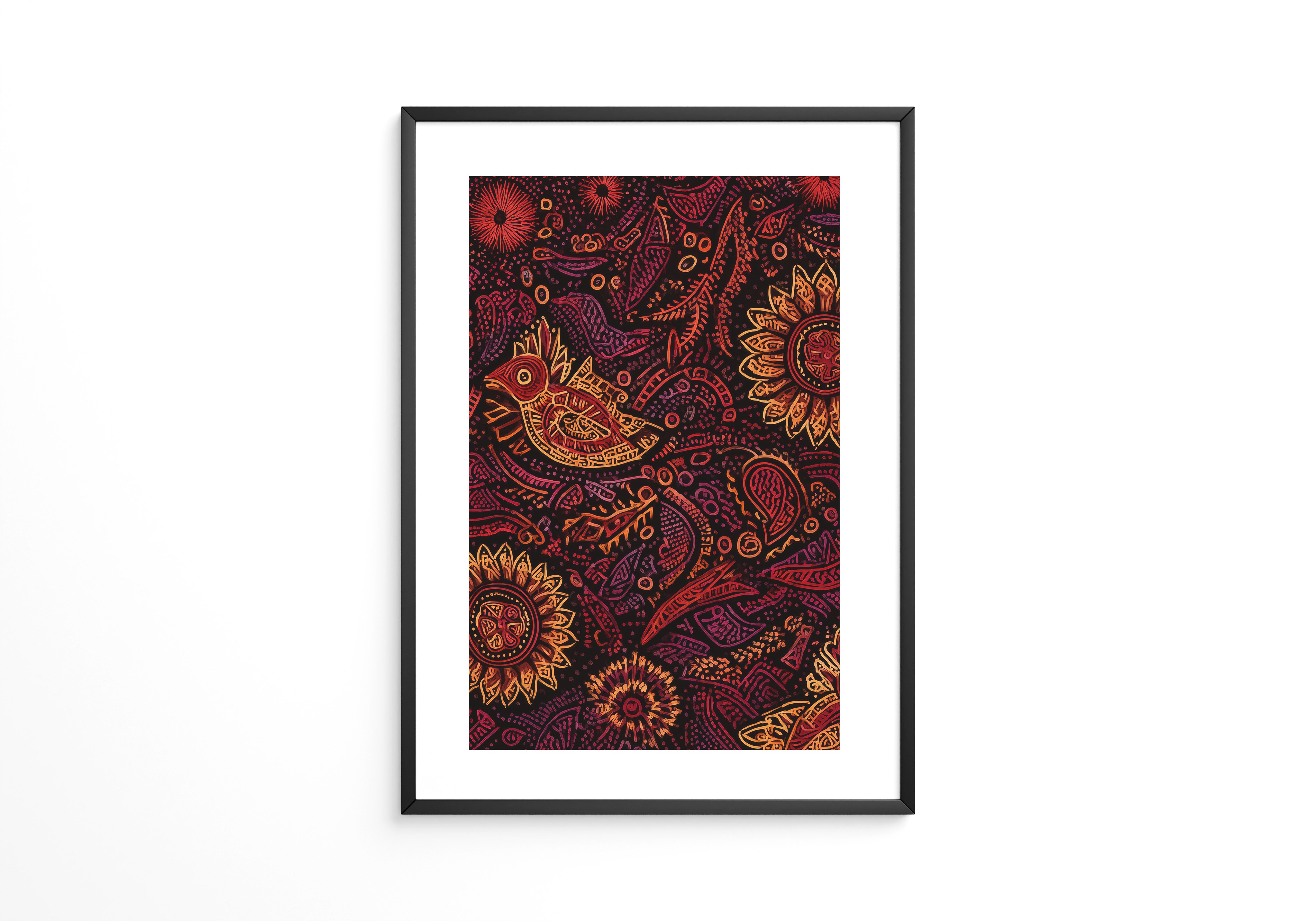 Abstrakte Blumen Vogelmuster Farbspiel