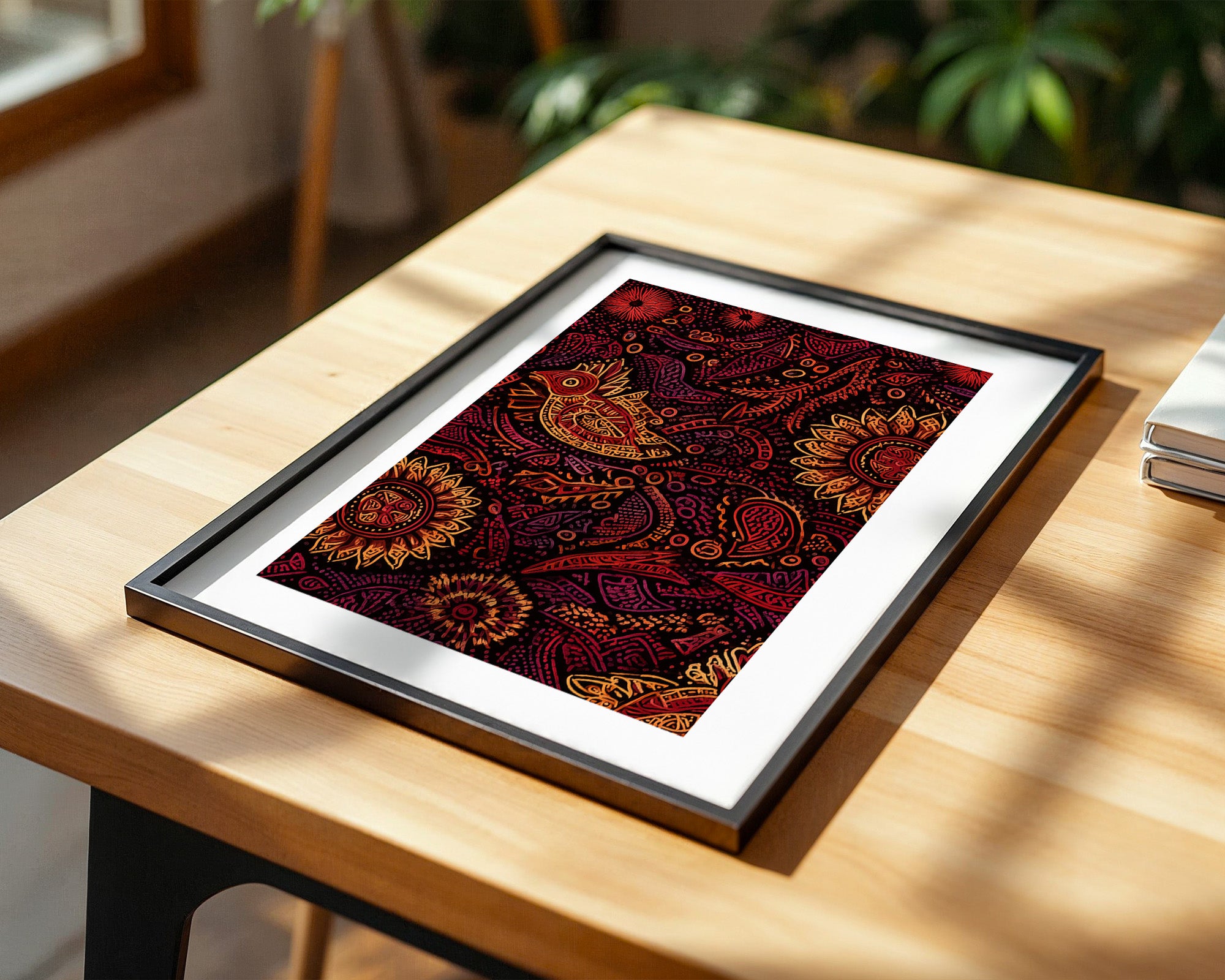 Abstrakte Blumen Vogelmuster Farbspiel