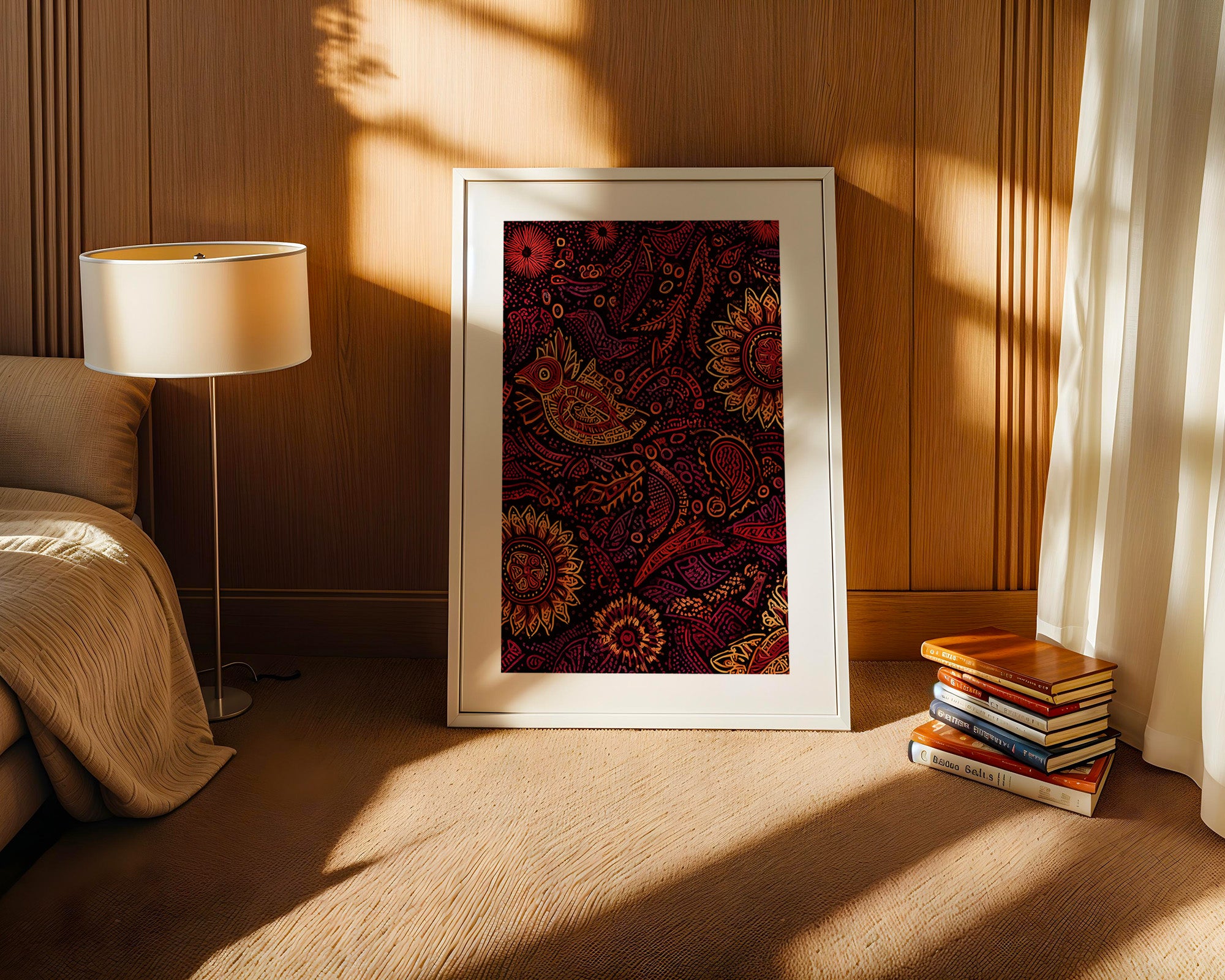 Abstrakte Blumen Vogelmuster Farbspiel