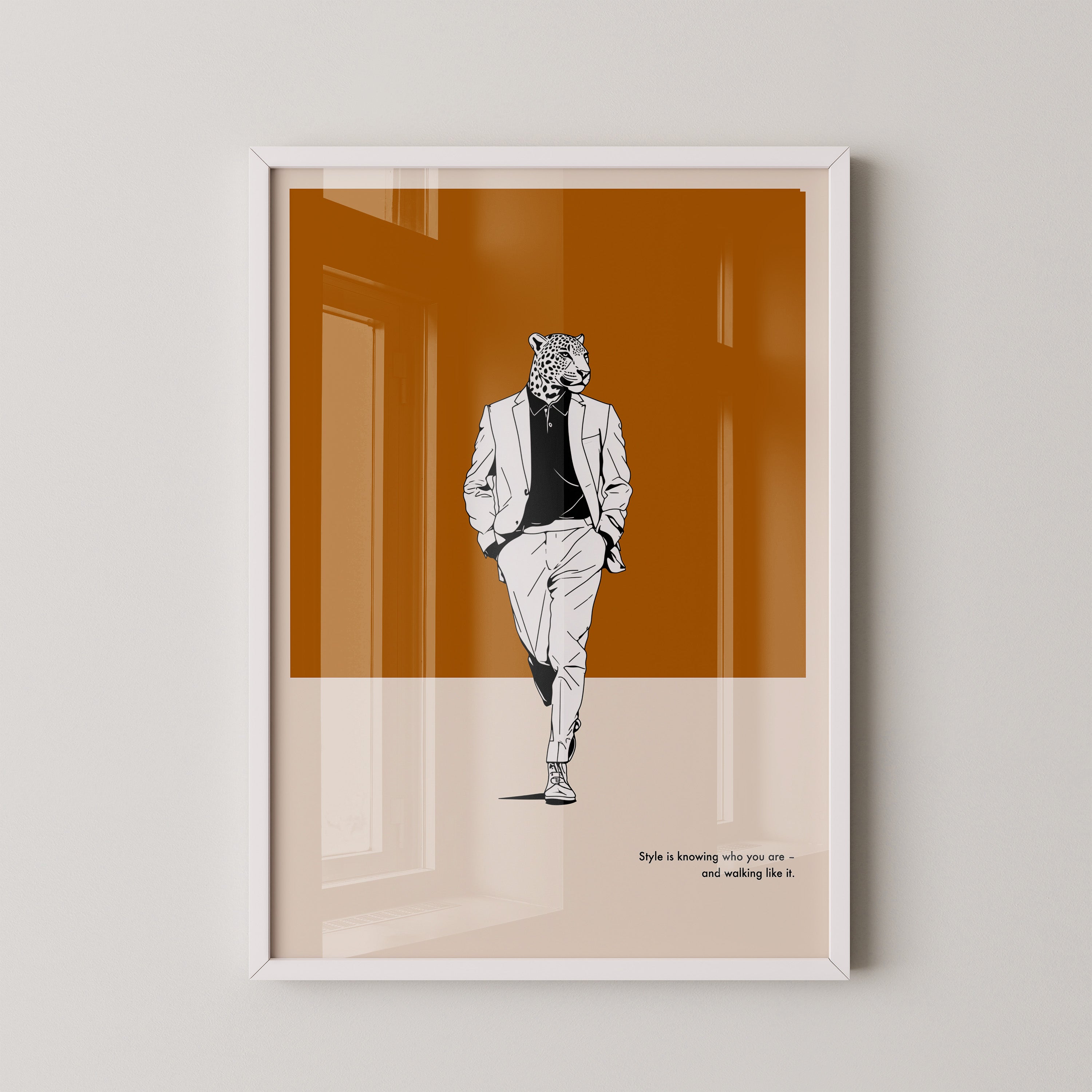 Leopardenkopf Anzug Retro Chic