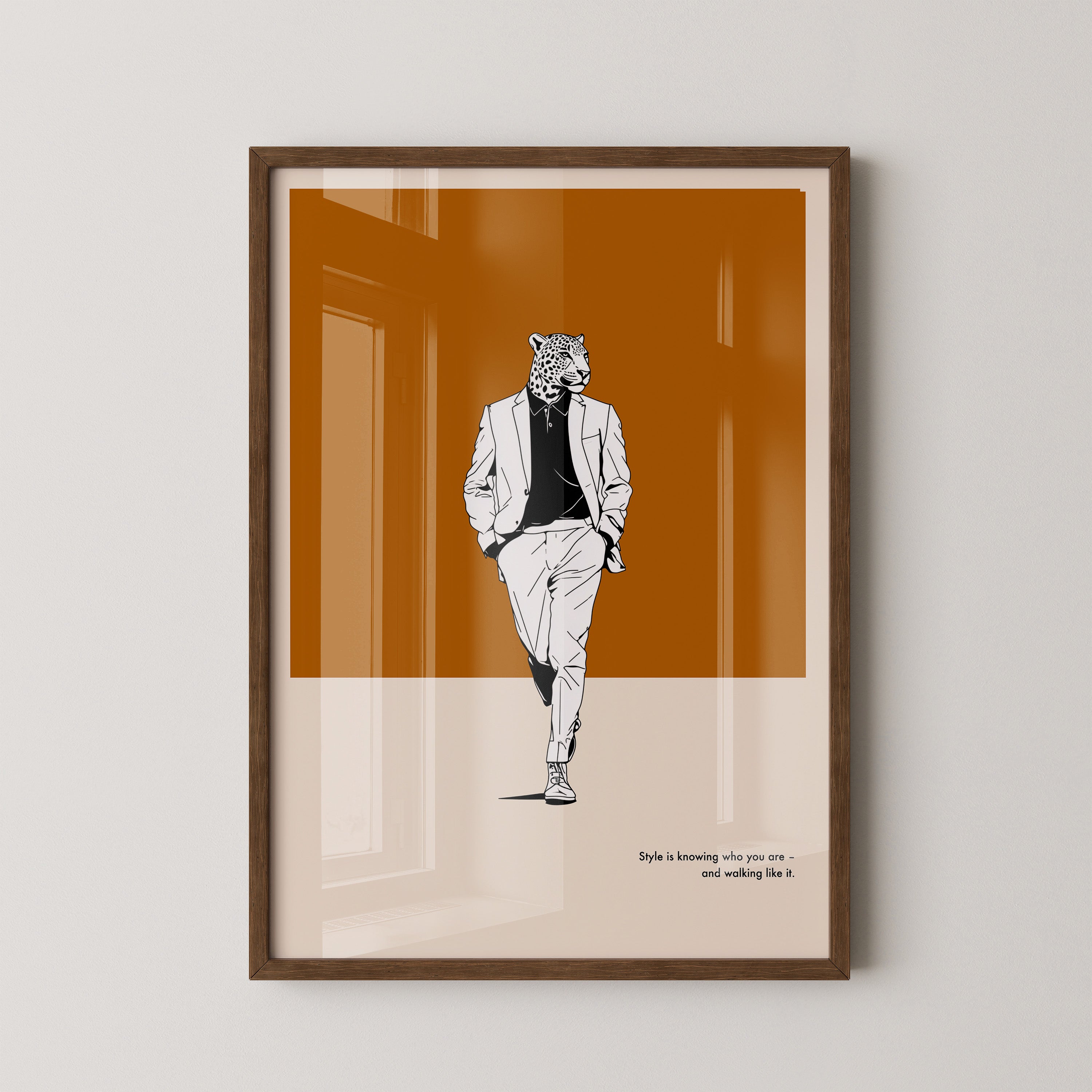 Leopardenkopf Anzug Retro Chic