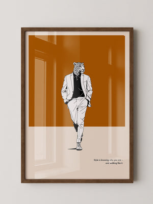 Leopardenkopf Anzug Retro Chic