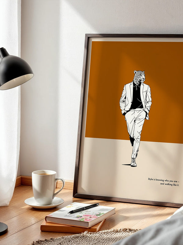 Leopardenkopf Anzug Retro Chic