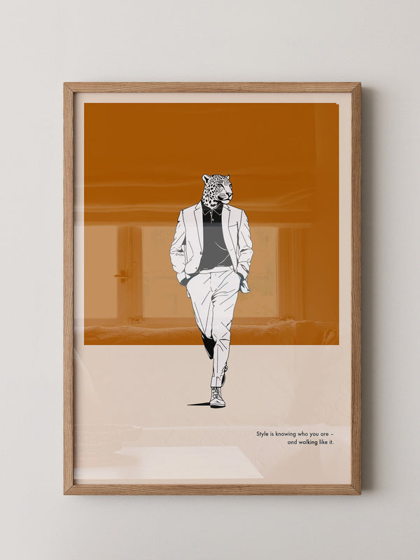 Leopardenkopf Anzug Retro Chic