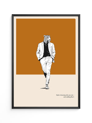 Leopardenkopf Anzug Retro Chic