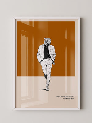 Leopardenkopf Anzug Retro Chic