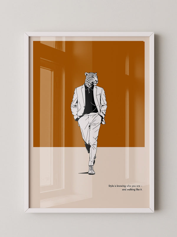 Leopardenkopf Anzug Retro Chic