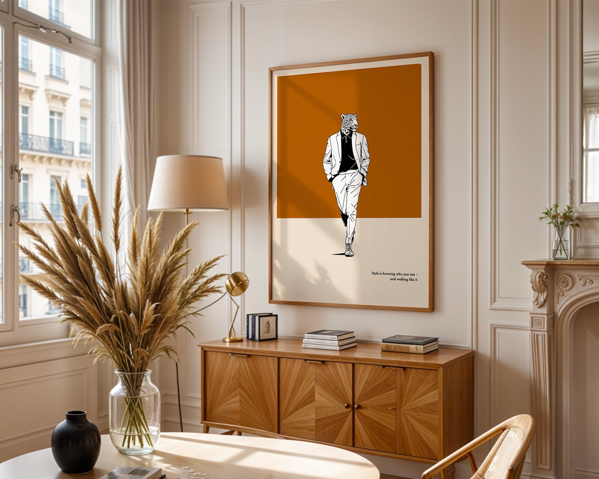 Leopardenkopf Anzug Retro Chic