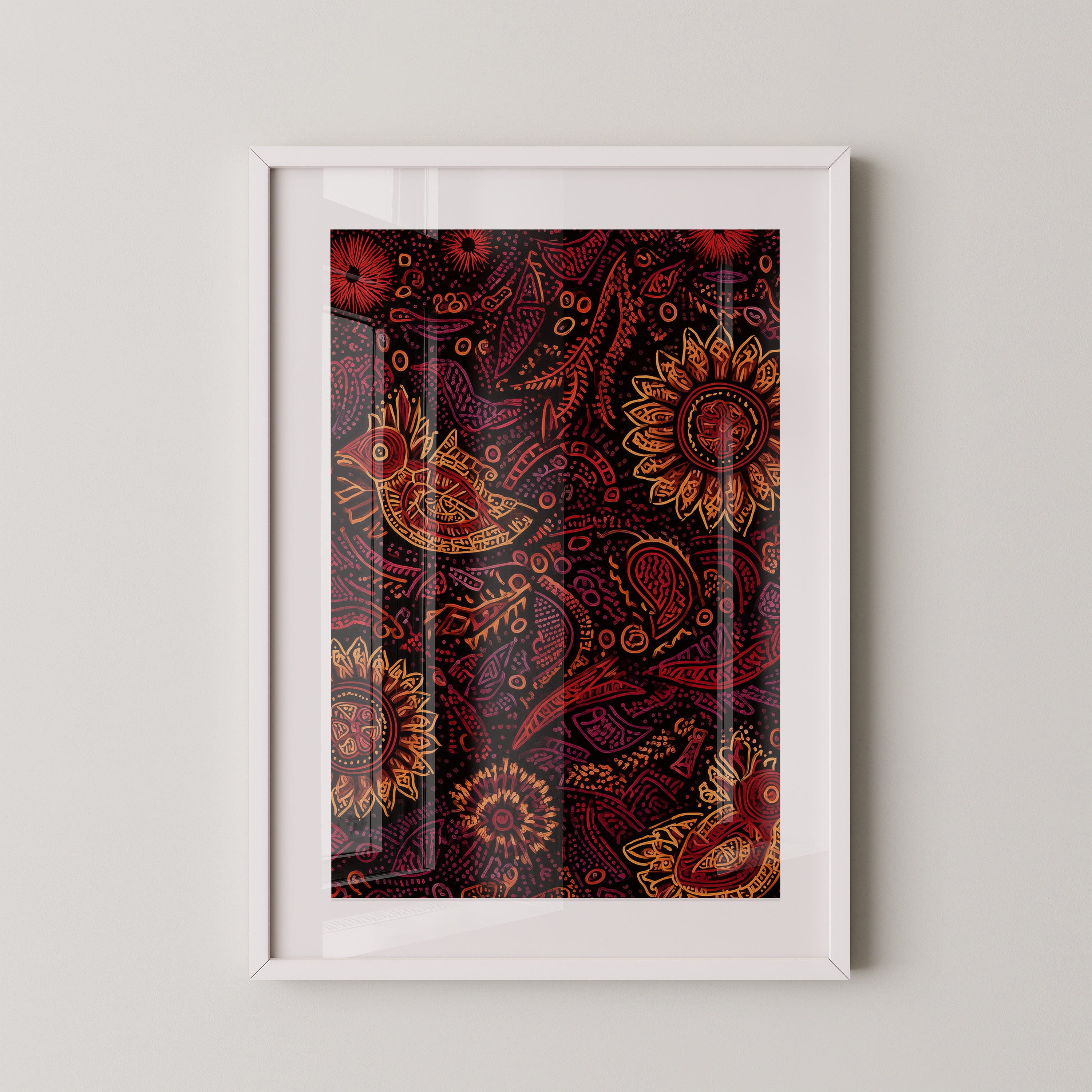 Vogel und Sonnenblumen Ethno-Stil