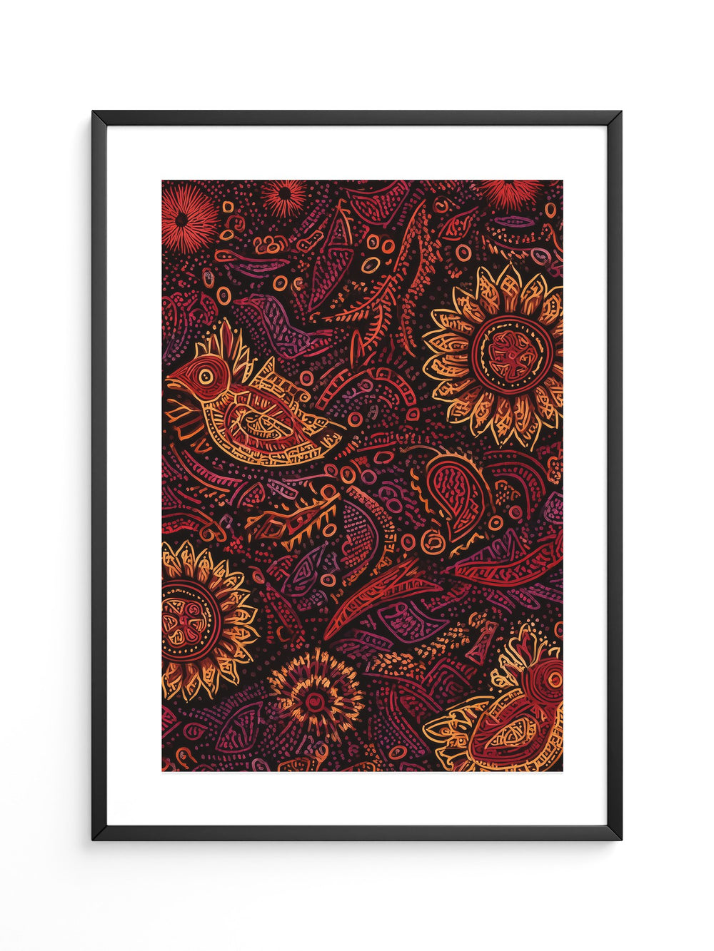 Vogel und Sonnenblumen Ethno-Stil