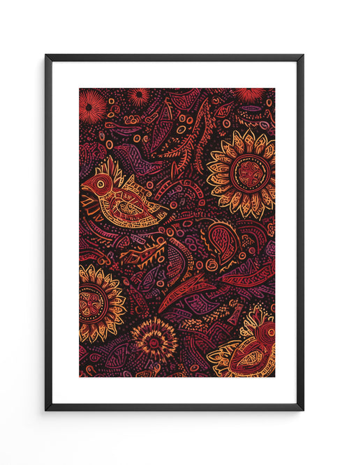 Vogel und Sonnenblumen Ethno-Stil