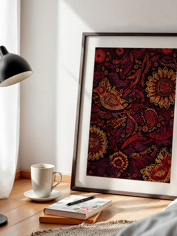 Vogel und Sonnenblumen Ethno-Stil