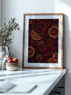 Vogel und Sonnenblumen Ethno-Stil