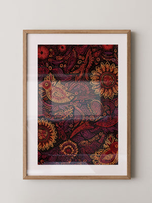 Vogel und Sonnenblumen Ethno-Stil