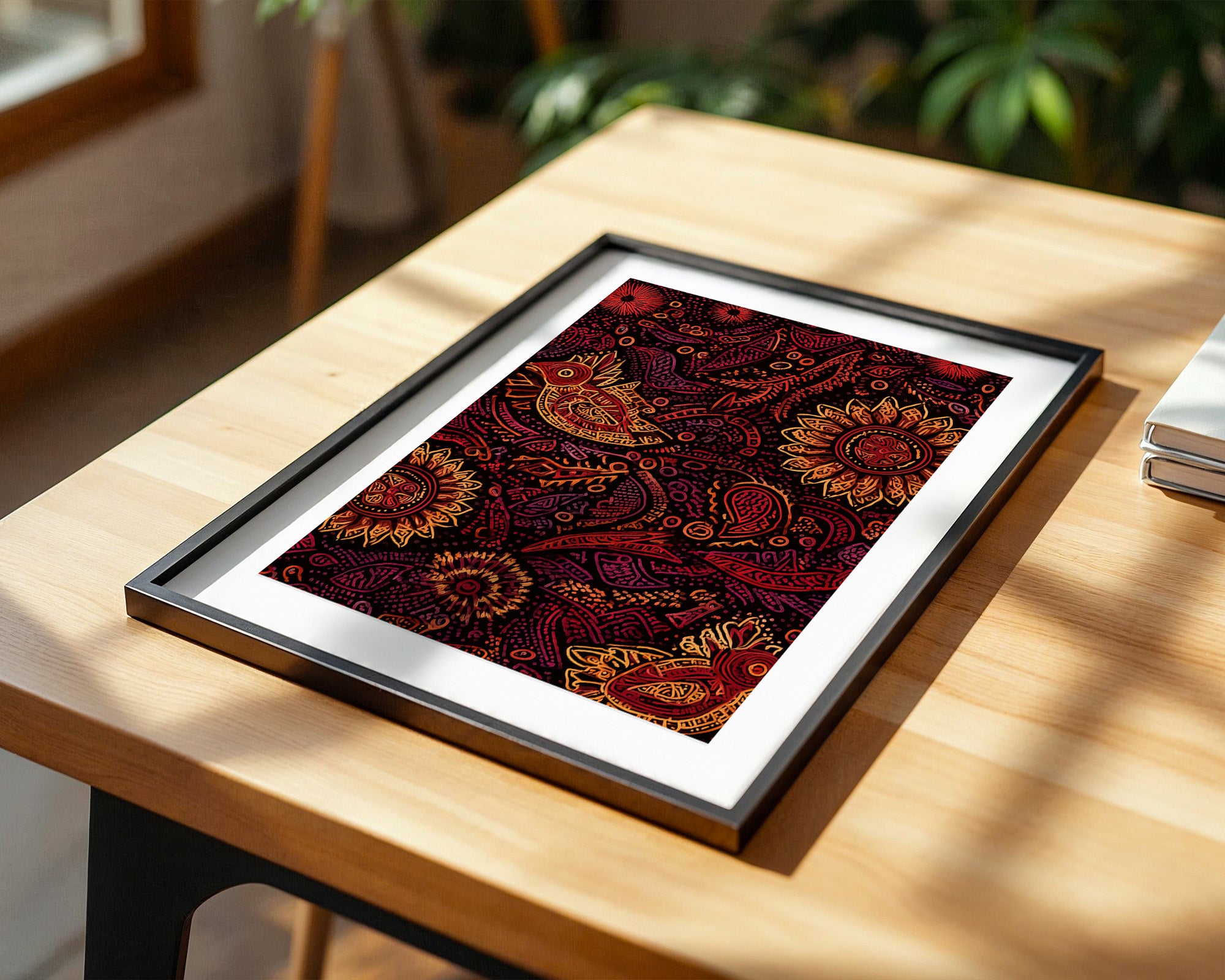 Vogel und Sonnenblumen Ethno-Stil