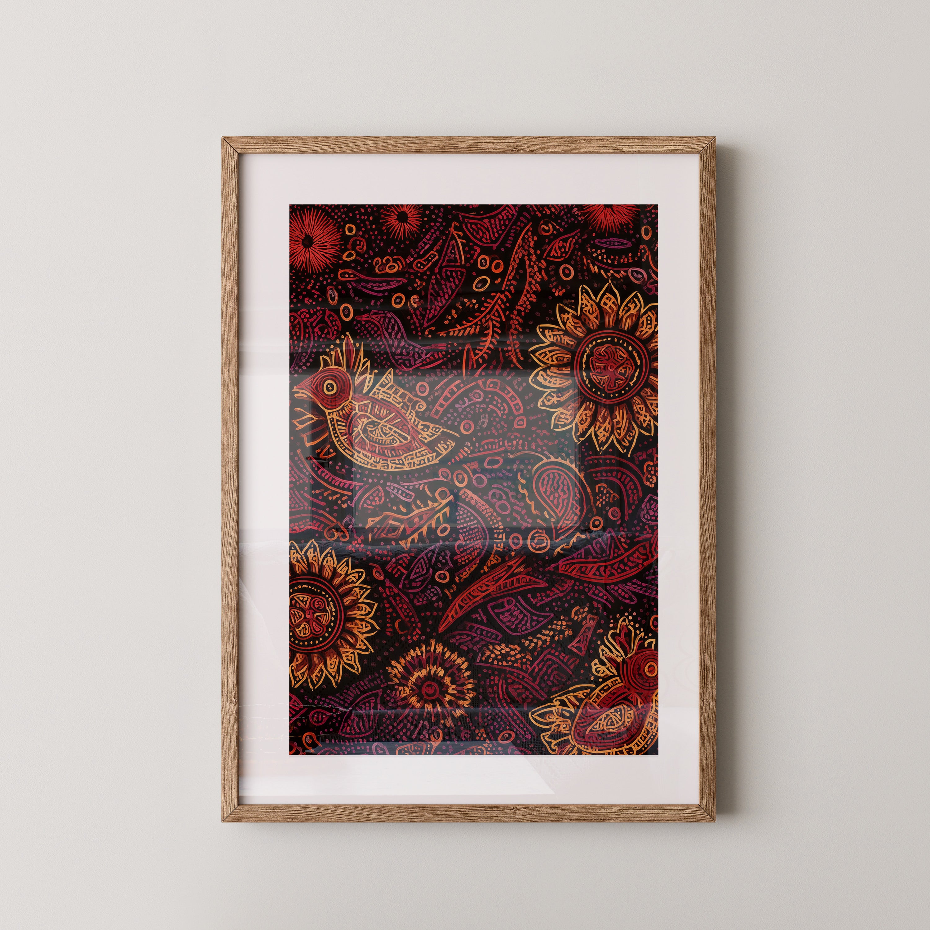 Vogel und Sonnenblumen Ethno-Stil