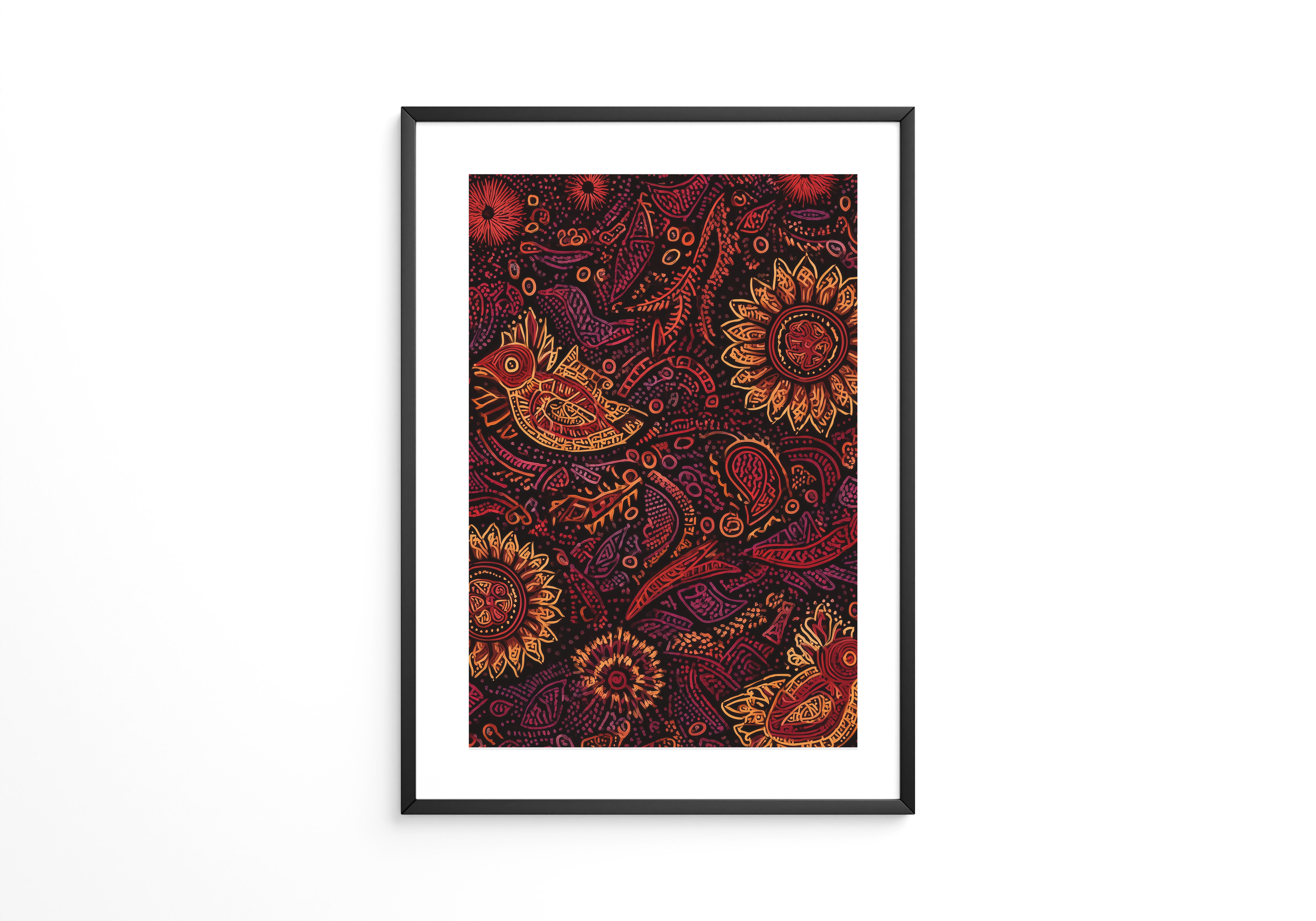 Vogel und Sonnenblumen Ethno-Stil