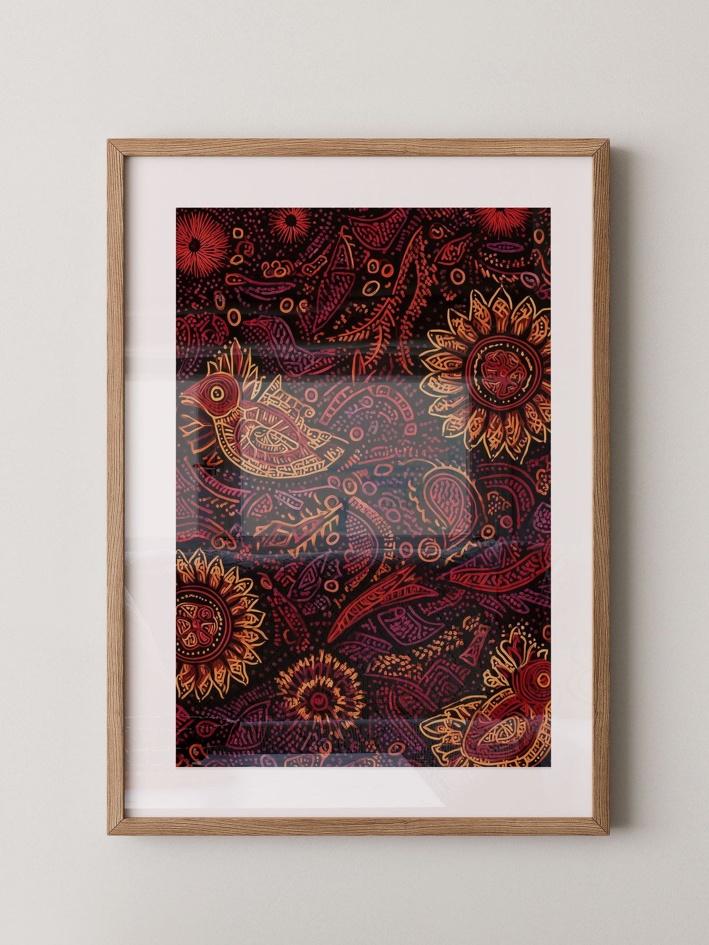 Vogel und Sonnenblumen Ethno-Stil