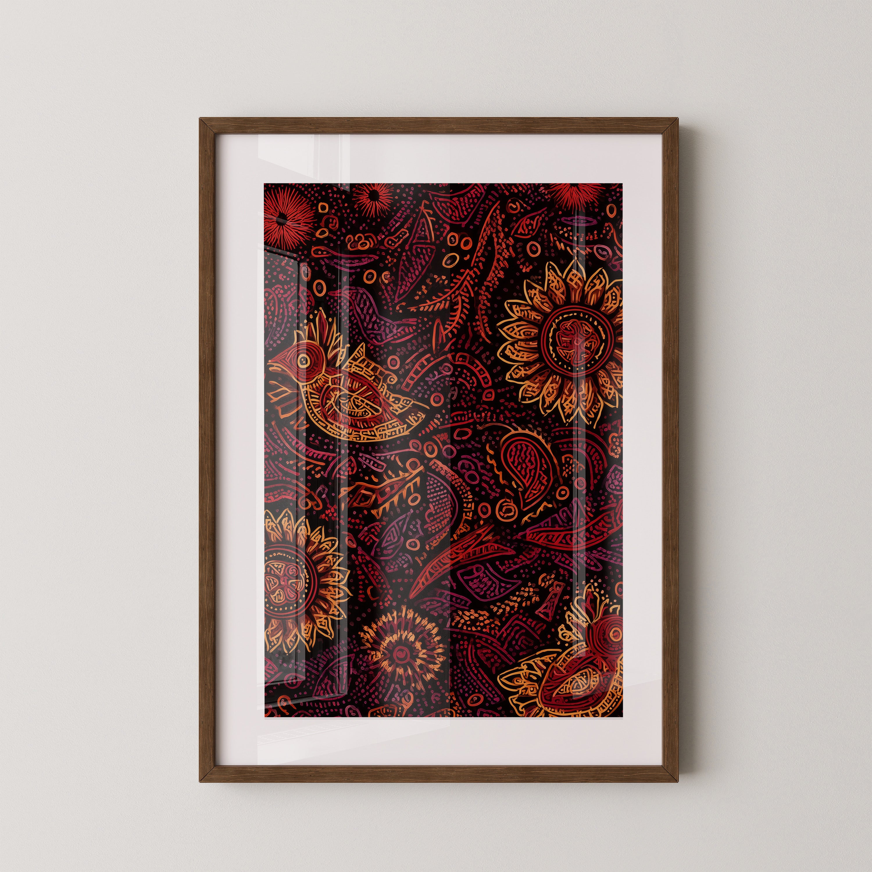 Vogel und Sonnenblumen Ethno-Stil