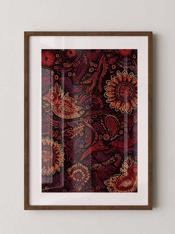 Vogel und Sonnenblumen Ethno-Stil