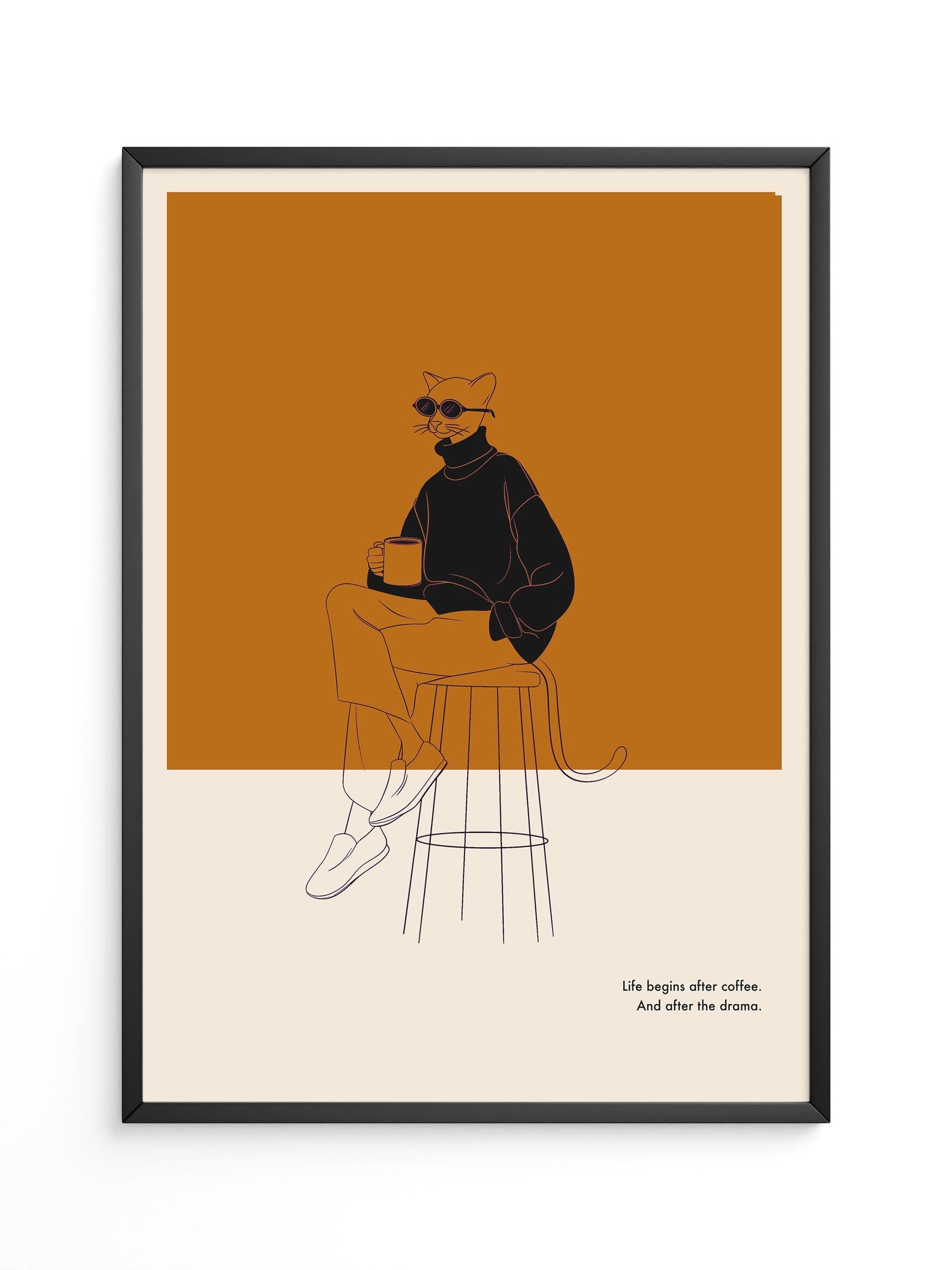 Katze mit Kaffee Retro-Look