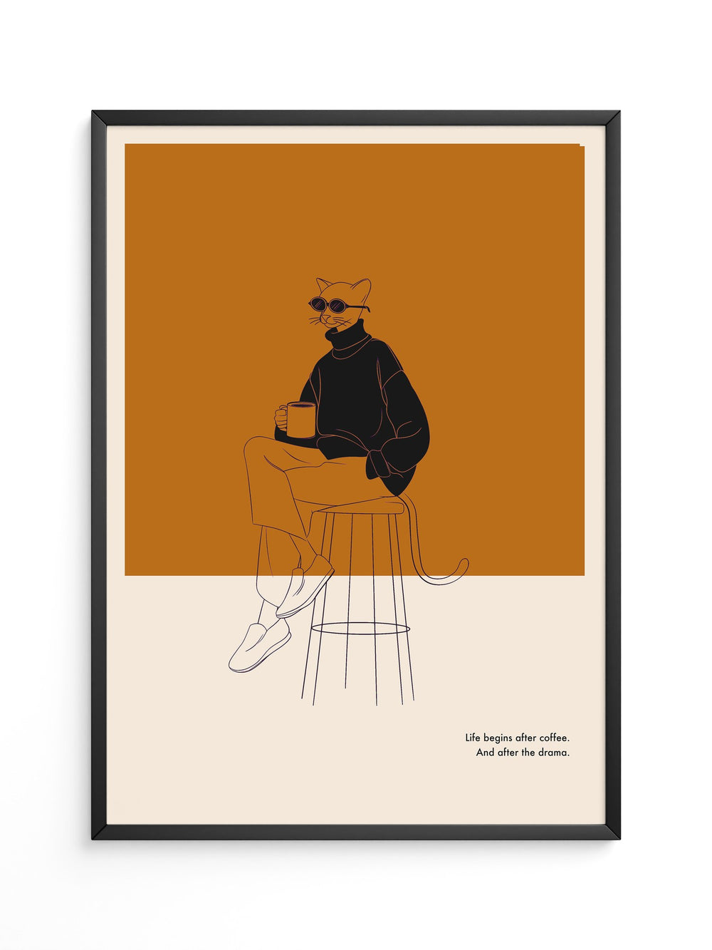 Katze mit Kaffee Retro-Look