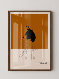 Katze mit Kaffee Retro-Look