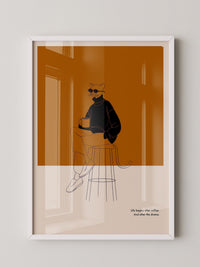 Katze mit Kaffee Retro-Look