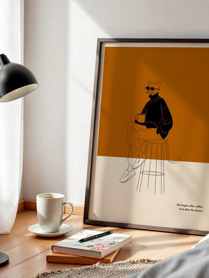 Katze mit Kaffee Retro-Look
