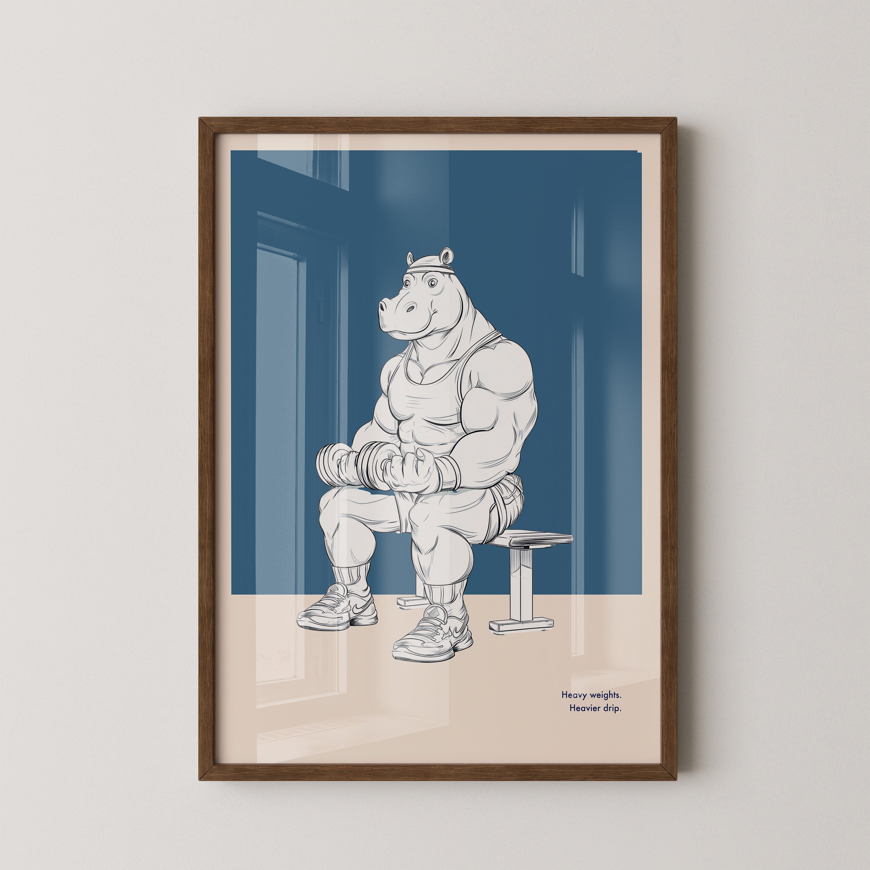 Muskel-Nilpferd Bankdrücken Comic