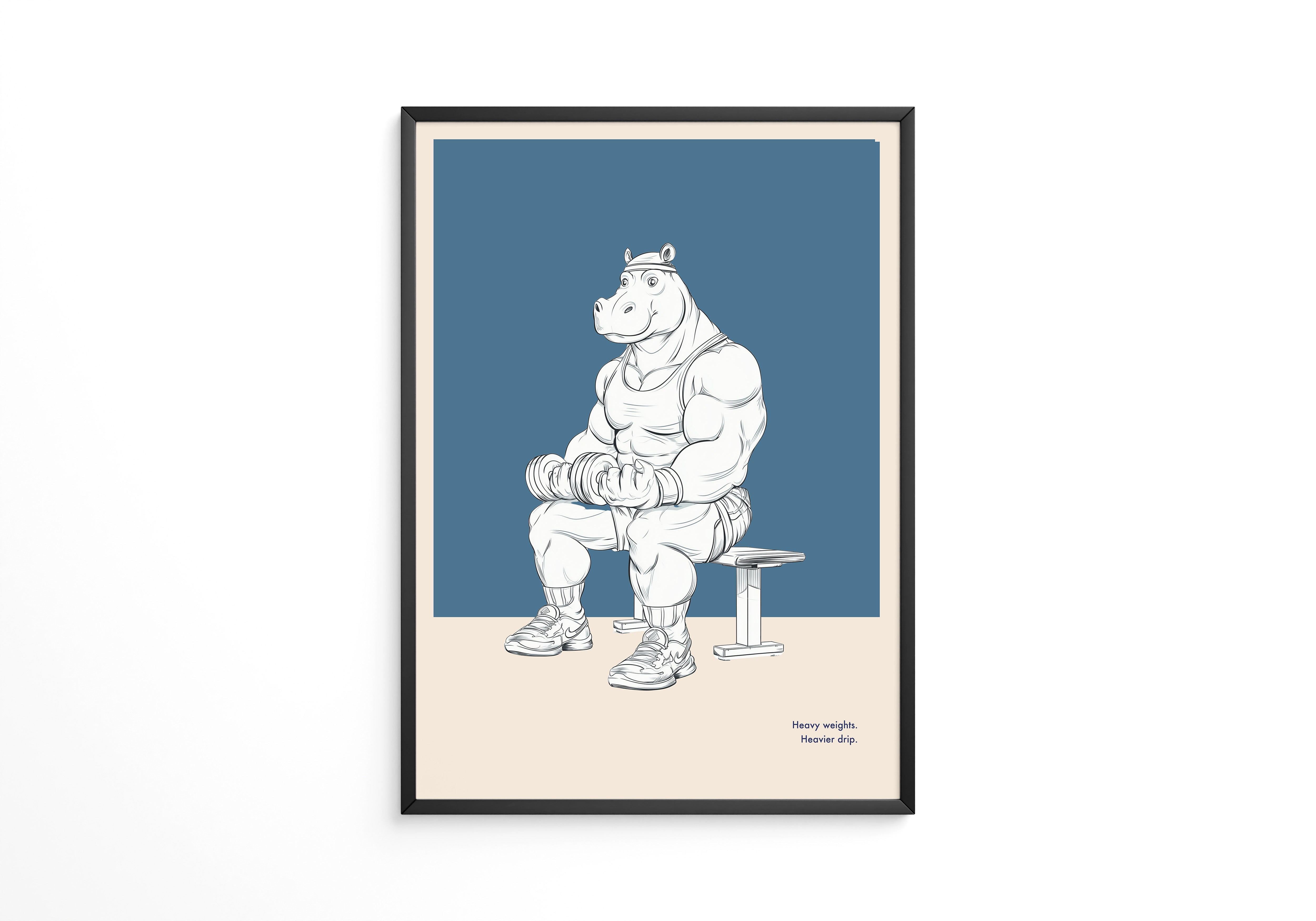 Muskel-Nilpferd Bankdrücken Comic