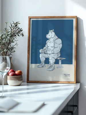 Muskel-Nilpferd Bankdrücken Comic